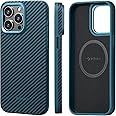 pitaka Protective Case for iPhone 15 Pro Max, 6.7 Inch, Military Grade Shockproof iPhone 15 Pro Max Phone Case, [MagEZ Case Pro 4] 1500D Aramid Fiber, Black/Blue (Twill)