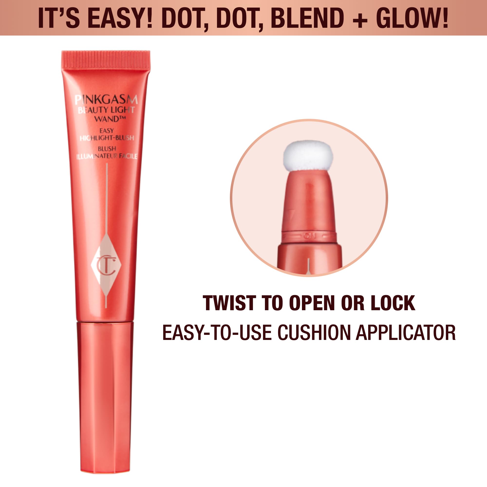 Charlotte Tilbury Beauty Light Wand Liquid Highlighter Makeup - Soft-Focus Highlighter & Blush for Cheeks - Pearlescent, Weightless Radiant Finish