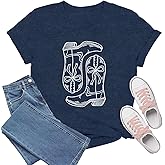 TIEEI Western Shirts for Women Retro Country T-Shirt Cowgirl Tee Tops