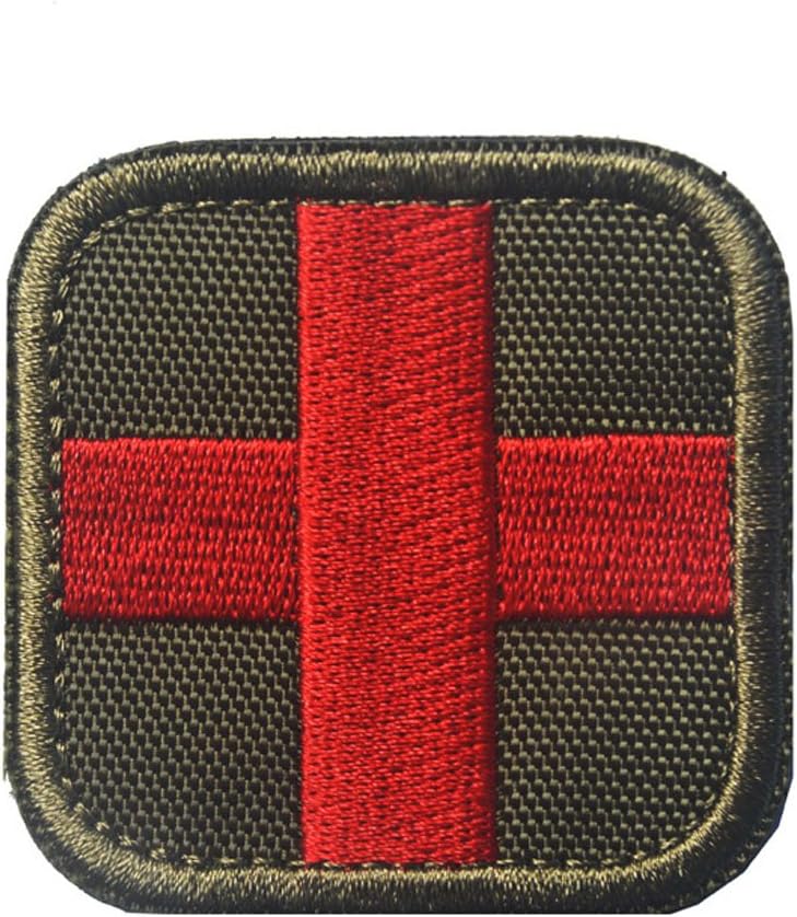 Zhikang68 Embroidered Medic Cross Tactical Patch First Aid Decorative Badge Appliques