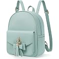 ECOSUSI Mini Backpack for Women Girls Cute Bowknot Small Backpack Purse Ladies Leather Bookbag Satchel Bag, with Charm Tassel