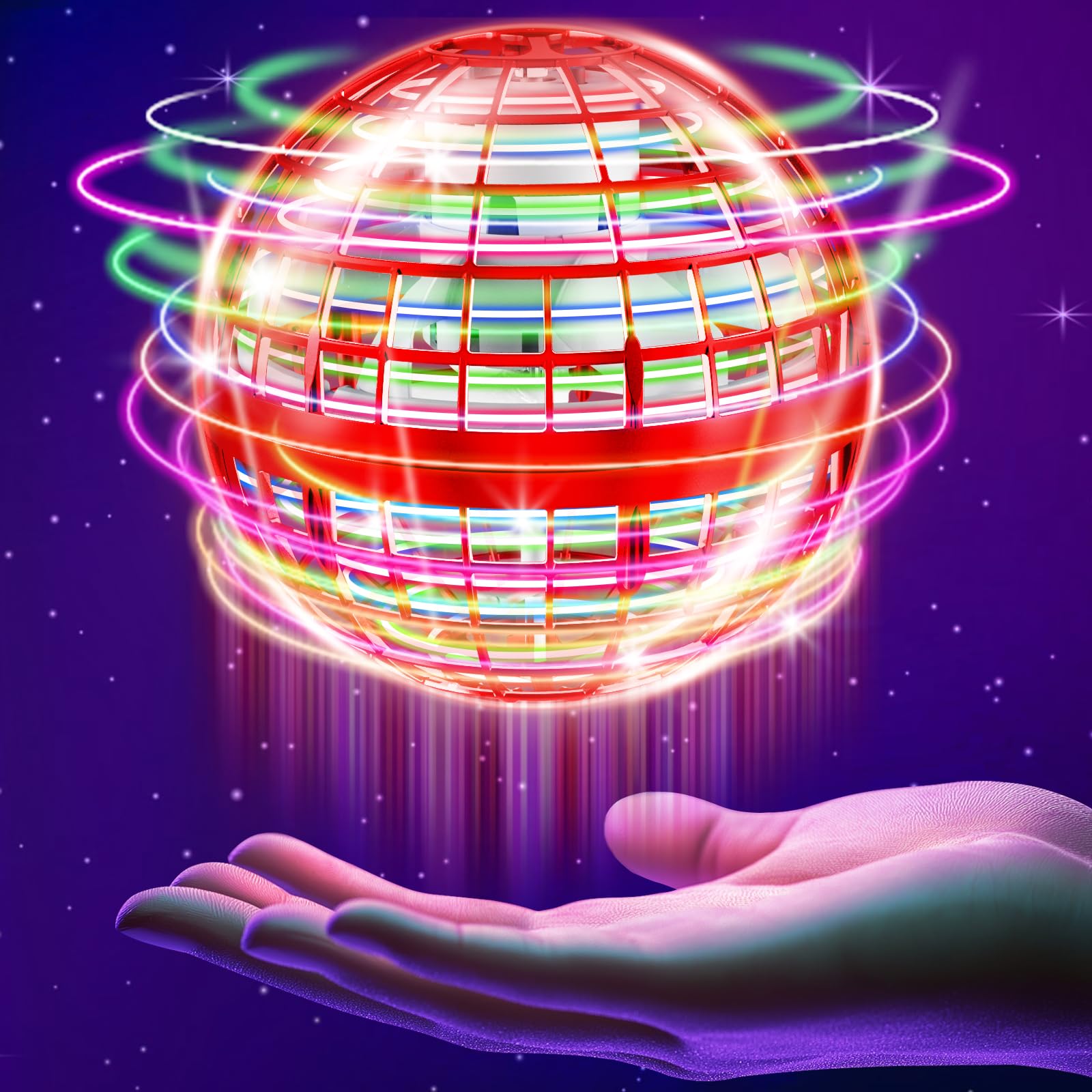 Flying Ball Orb Toys 2025, Upgraded Hover Orbi Ball Pro With RGB Lights, Magic Boomerang Hand Controlled UFO Mini Drone, Cool Stuff Globe Flying Spinner Smart Toys Gifts for Age 6+ Boys Girls Kids — image 1