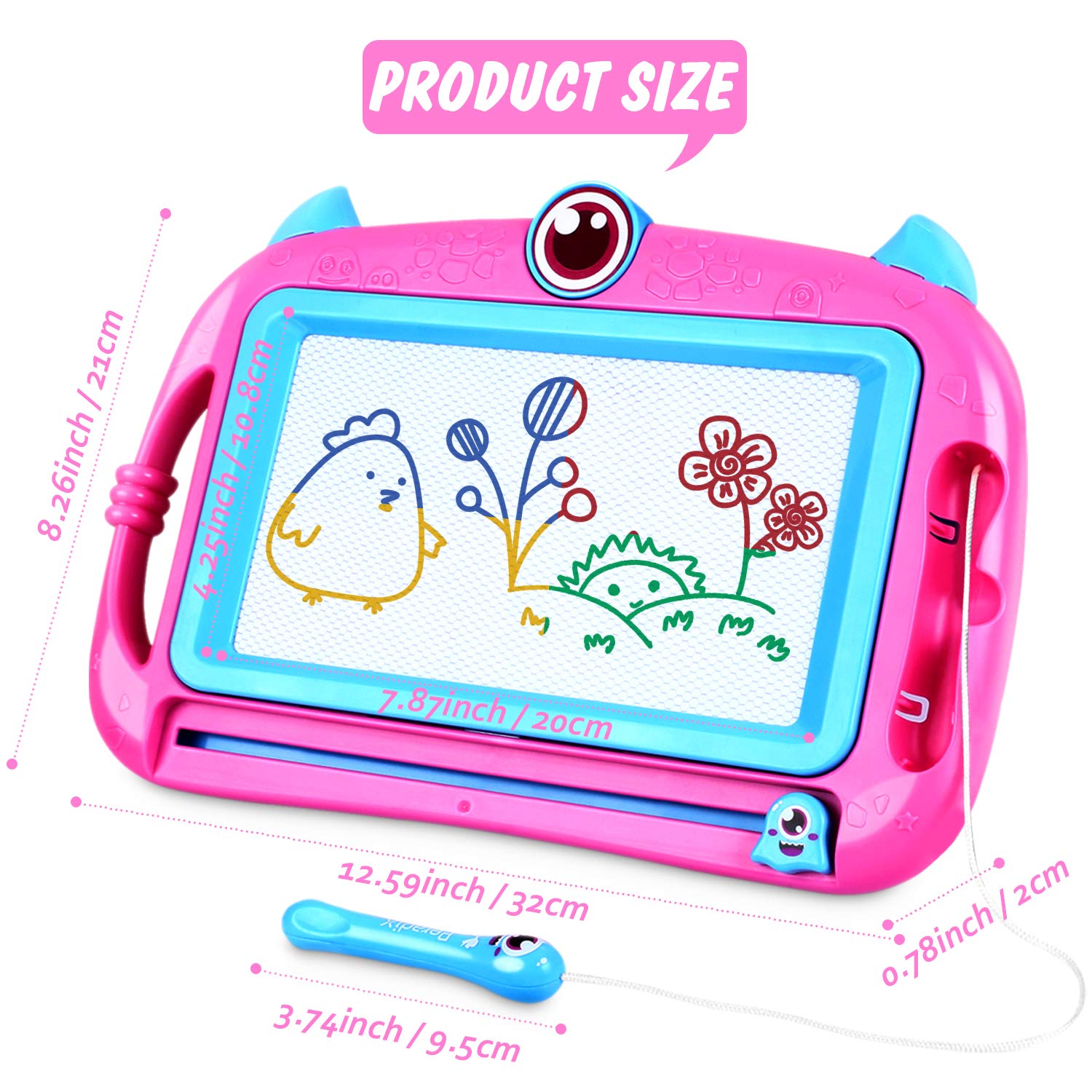 Peradix Magnetic Drawing Boards, Doodle Scribble Writing Board Colorful Pad Learning toys For Kids Children (Pink)