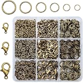 INSPIRELLE 900 Pieces Open Jump Rings and 120 Pieces Lobster Clasps | Metal Split Rings Connector Rings for Jewelry Making Rhodium