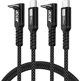 JBTOP 240W Right Angle USB C to USB c Fast Charging Cable 3.3FT(2 Packs) | 90 Degree USB C Charging Cord ，usb c pd cable Compatible with iPhone 17/16, MacBook, XPS, Surface