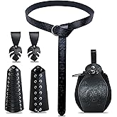 Women Renaissance Accessories Medieval Viking Belt Potion Bottles Faux Leather Belt Pouch Skirt Hikes Mug Holder