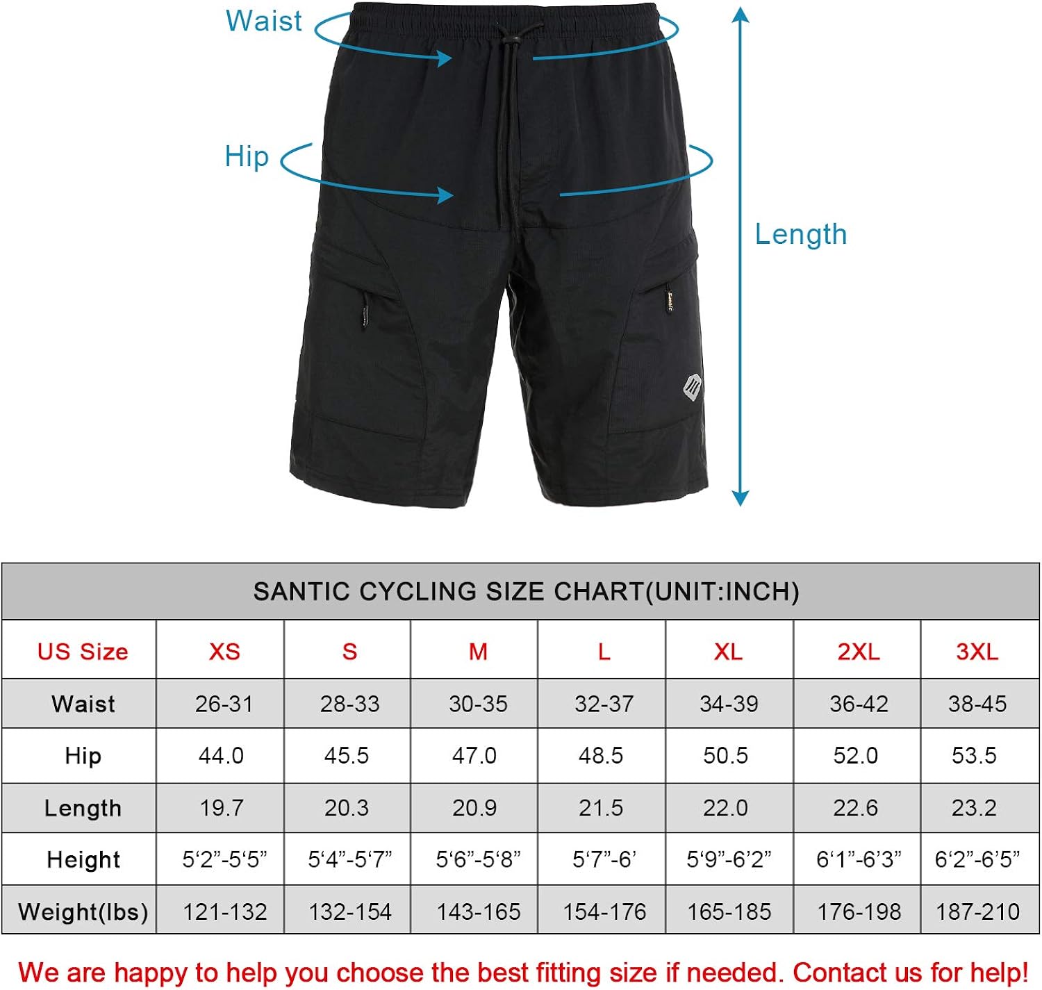 Santic Men's Loose-fit Mountain Bike Shorts Coolmax Lightweight Cycling MTB Shorts: Clothing