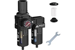 ATINY 3/8" NPT Air Dryer for Compressor,Air Filter Compressor Regulator, Compressor Air Dryer,5 and 0.5 Micron Filter Cartridge,Semi-Auto Drain, Metal Bracket-Black