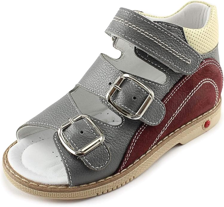 Amazon.com | Minimen Boys Open Toe Orthopedic Leather Sandals with Arch, Ankle and Orthopedic 