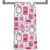 WDSFHYJK Coquette Preppy Hot Pink Christmas Santa Kitchen Towels Decorative, Girly Christmas Tree Hand Tea Towels for Bathroom, Xmas Winter Snowman Candy Cane Dish Towel Dishcloth, 16x24 Inch