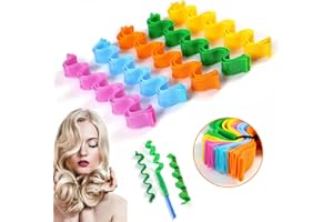18Inch Magic Hair Roller 40pcs & 45cm Water Ripple Hair Curl Styling Kit Curler Lady DIY Curly Hair for Daily Life No Need to
