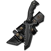 OMMI FORGE Handmade Tracker Hunting Knife Full Tang with Leather Sheath-Best for Outdoor Camping- Men Gift