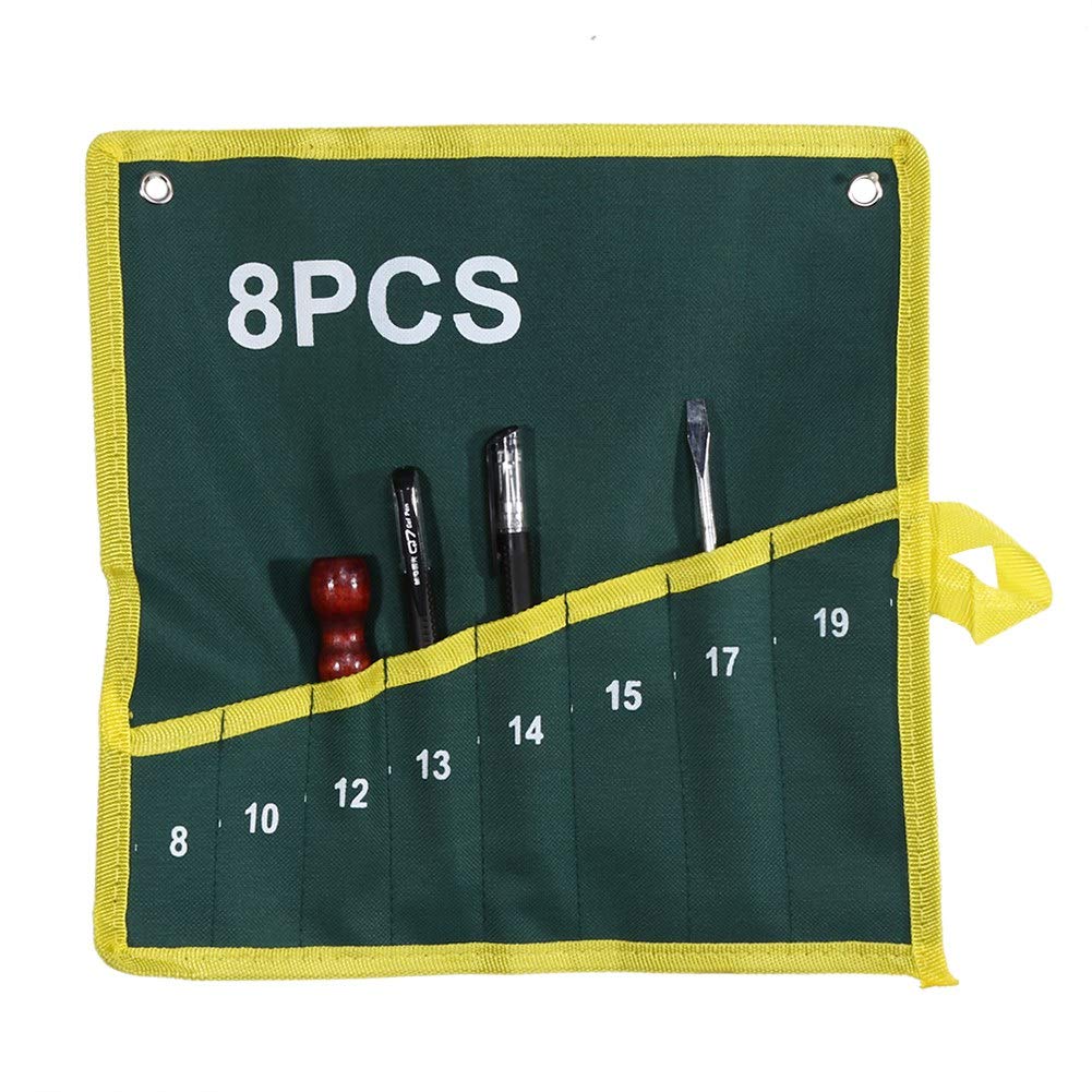 Tool Roll Pouches Wrench Tool Roll with 8 Pockets for Wrenches Screwdrivers Pliers Chisels Handmade Storage Case