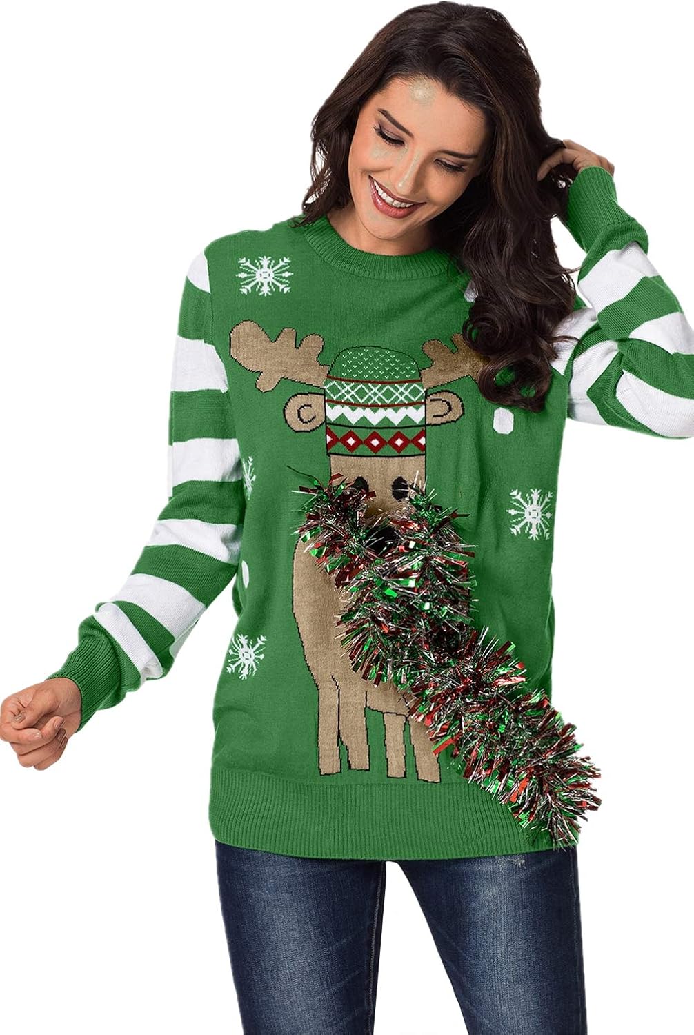 pull de noel femme vert