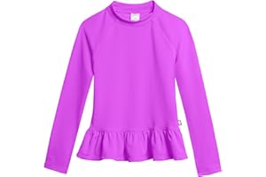 CITY THREADS Made in USA Big Girls' Solid Rashguard Swimming Tee for The Beach or Pool Peplum Sun Protection SPF50+ Swim Tee