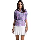 IBKUL Athleisure Wear Sun Protective UPF 50+ Icefil Cooling Judith Print Ruched Elbow Sleeve Top - 41934