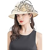 TLMNU Organza Fascinator Hat - Women’s Wide Brim Church Bridal Tea Party Wedding Hat
