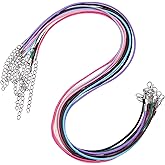 MECCANIXITY 10pcs 18 Inch Waxed Necklace Cord, Bulk Necklace String with Clasp 2mm Waxed Leather Cord Rope for Jewelry Making DIY Bracelet Pendant, Multi Color