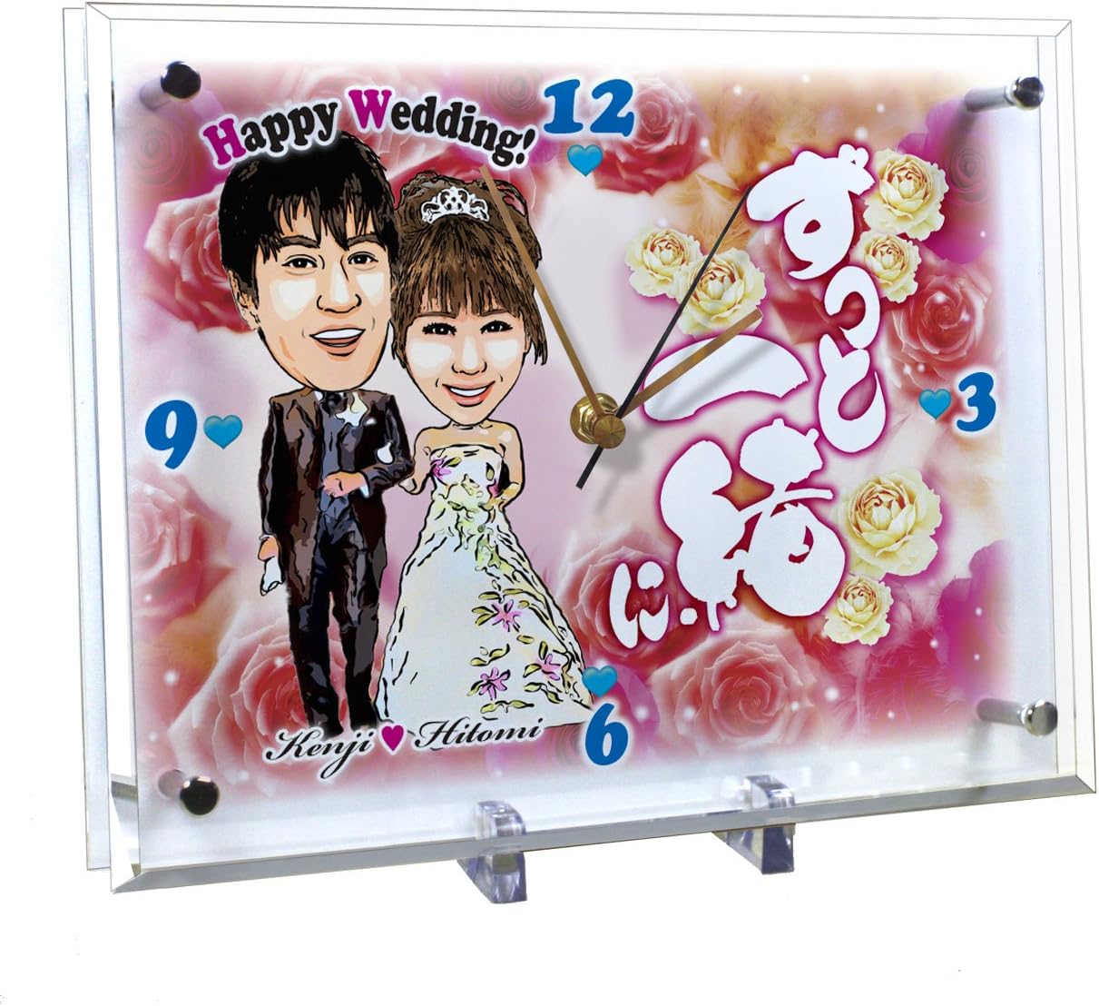 Amazon Co Jp 結婚祝いのプレゼントに 似顔絵時計 大サイズ N 21 結婚 祝い 絵 プレゼント サプライズ 時計 メッセージ 友達 新郎 新婦 夫婦 おしゃれ 言葉 贈り物 似顔絵通販 ギフト 置き時計 ホーム キッチン