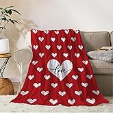 YeeJu Valentines Day Decorative Throw Blanket Red Love Heart Throw Blanket Girlfriend Wife Couple Gift Blanket for Couch Sofa Bed Soft Lightweight Fleece Blankets and Throws 50x60