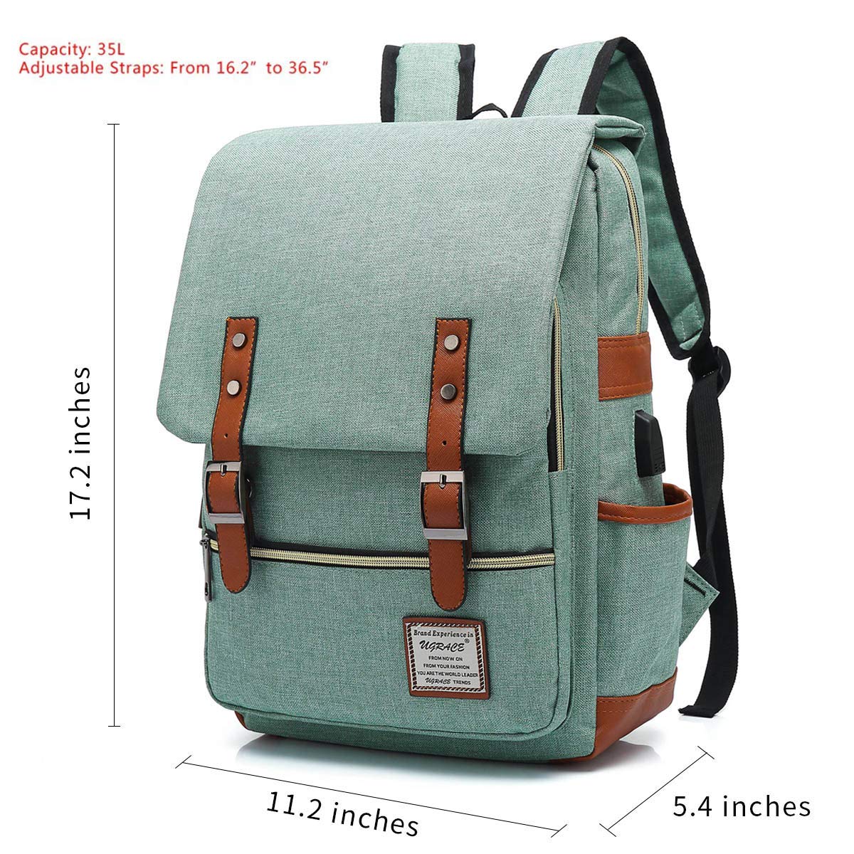 Mua UGRACE Vintage Laptop Backpack with USB Charging Port, Elegant