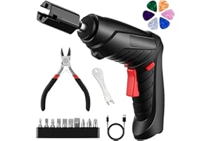 Dunkive Guitar Tool Set, Electric String Winder, String Cutter, Bridge Pin Puller, 200RPM Rechargeable Tuner Winder with LED Lights, 10 Screwdriver Bits, 6 Guitar Picks for Stringed Instruments