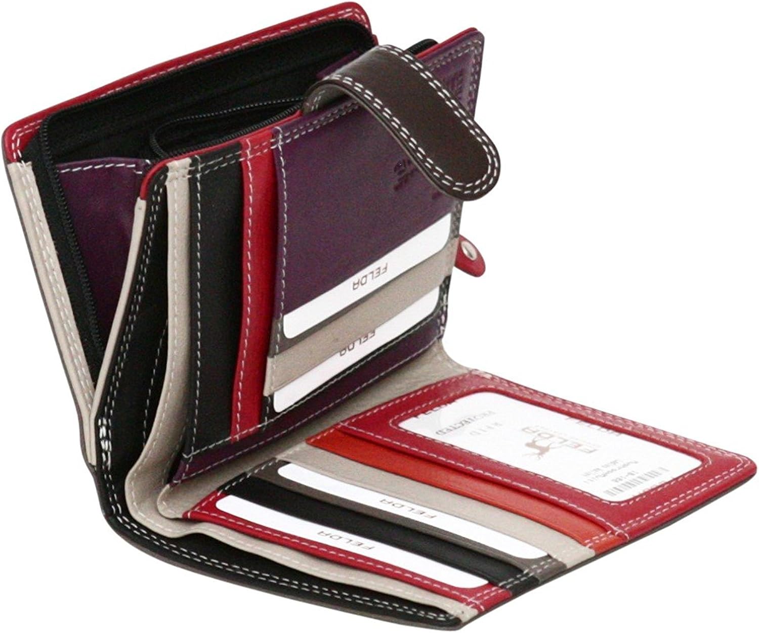 Felda Ladies Genuine Leather Medium Purse - RFID Protection and 9 Card Slots, Mushroom Multi - Image 4