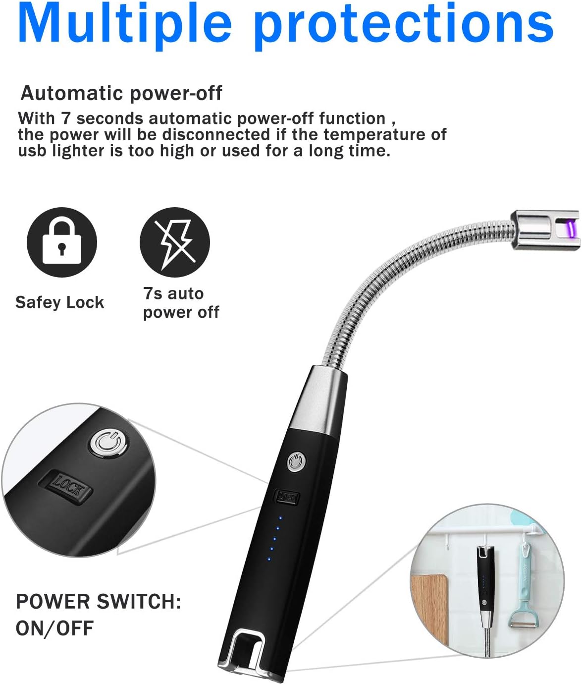 VEHHE Candle Lighter, Electric Rechargeable USB Lighter with LED