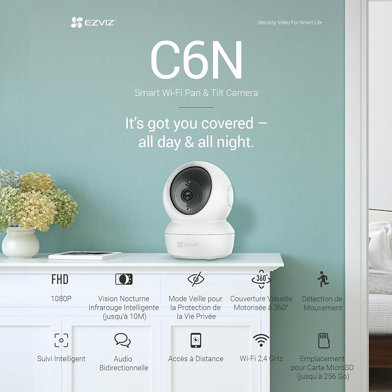 C6N Camera Interieur, Caméra Surveillance WiFi