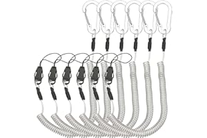 PATIKIL Coiled Lanyards with Buckle Retractable Safety Ring and Quick Release Detachable Buckle for Fishing Equipment