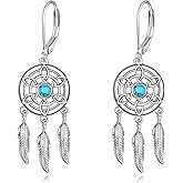 VONALA Cowboy Earrings 925 Sterling Silver Western Boots Texas Hat Leverback Dangle Earrings Bohemian Jewelry Gift for Women