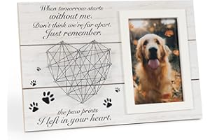 GIRVEM Pet Memorial Gifts, Pet Loss Memorial Frame Leave Paw Prints on Our Hearts, Paw Prints Sympathy Frame Gift for Loss of Dog and Cat