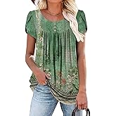 BETTE BOUTIK Women's Summer Tunic Tops Flowy Flare Botton Down Shirts Blouses S-3XL