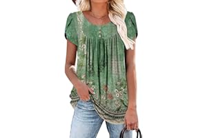 BETTE BOUTIK Women's Summer Tunic Tops Flowy Flare Botton Down Shirts Blouses S-3XL
