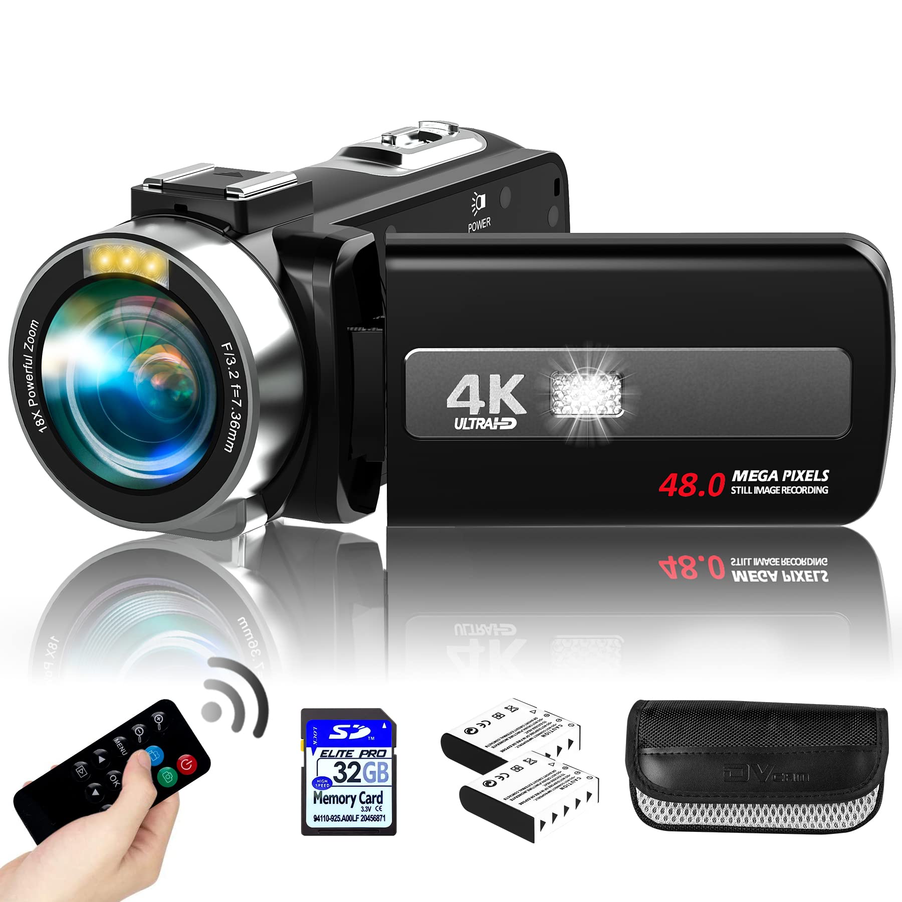 4K Video Camera Camcorder Ultra HD 48.0MP IR Night Vision Vlogging Camera Recorder