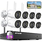 [Spotlight, 2-Way Audio] SMONET 5MP WiFi Security Camera System: 3TB Hard Drive 8CH Home CCTV Surveillance NVR Kits 8 Packs O