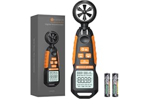 Neoteck Anemometer Wind Meter Test Wind Speed and Airflow Backlit CFM Meter with 6 Velocity Measuring Units Measure Humidity 