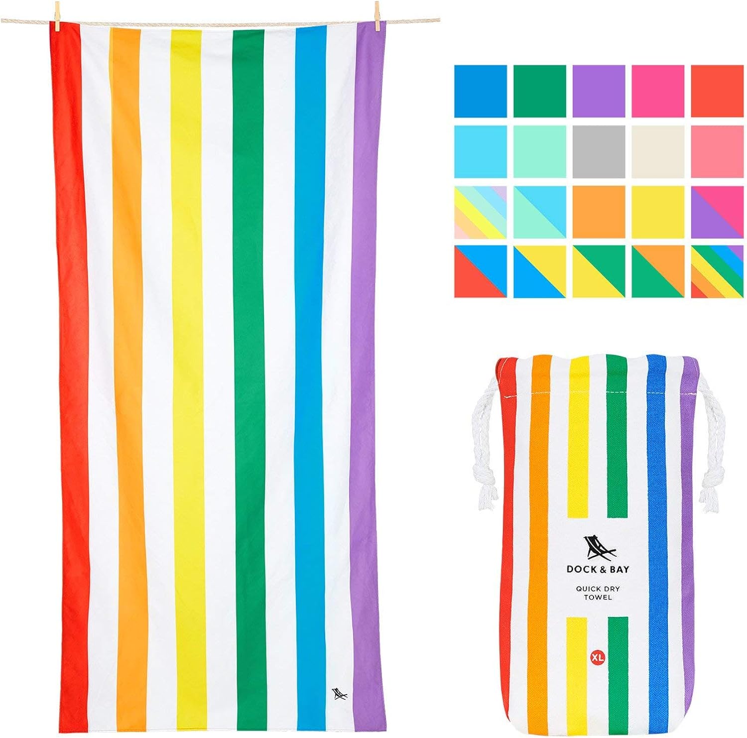 Dock & Bay Lightweight Beach Towel for Travel - Extra Large XL 78x35, Large 63x31 - Swim, Pool, Yoga, Travelling