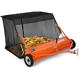 Garvee 44" Lawn Sweeper Tow Behind, Pull Behind Grass Sweeper, Orange | 