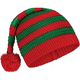 American Trends Slouchy Santa Hats Adult Christmas Santa Beanies for Women Men Elf Hat Holiday Knit Santa Hat Christmas Cap