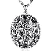 YAFEINI Sterling Silver St Michael Santa Muerte Saint Jude Virgin Mary Medallion Pendant Necklaces Buddha Necklace Amulet Talisman Luck Buddhist Jewelry Gifts for Men Women
