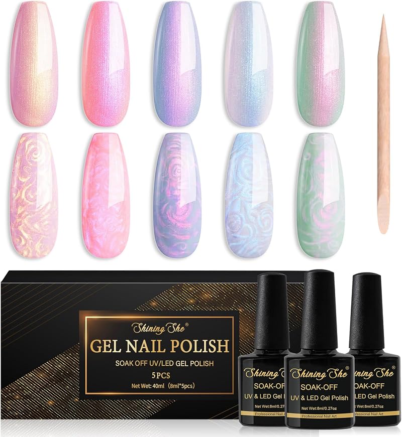 Shining She Pearl Gel Nail Polish 5 Colors 8ml Soak Off UV/LED Mermaid Shell