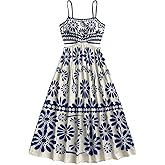 OYOANGLE Women's Floral Midi Cami Dress Cut Out Spaghetti Strap Ruffle A Line Boho Sundress