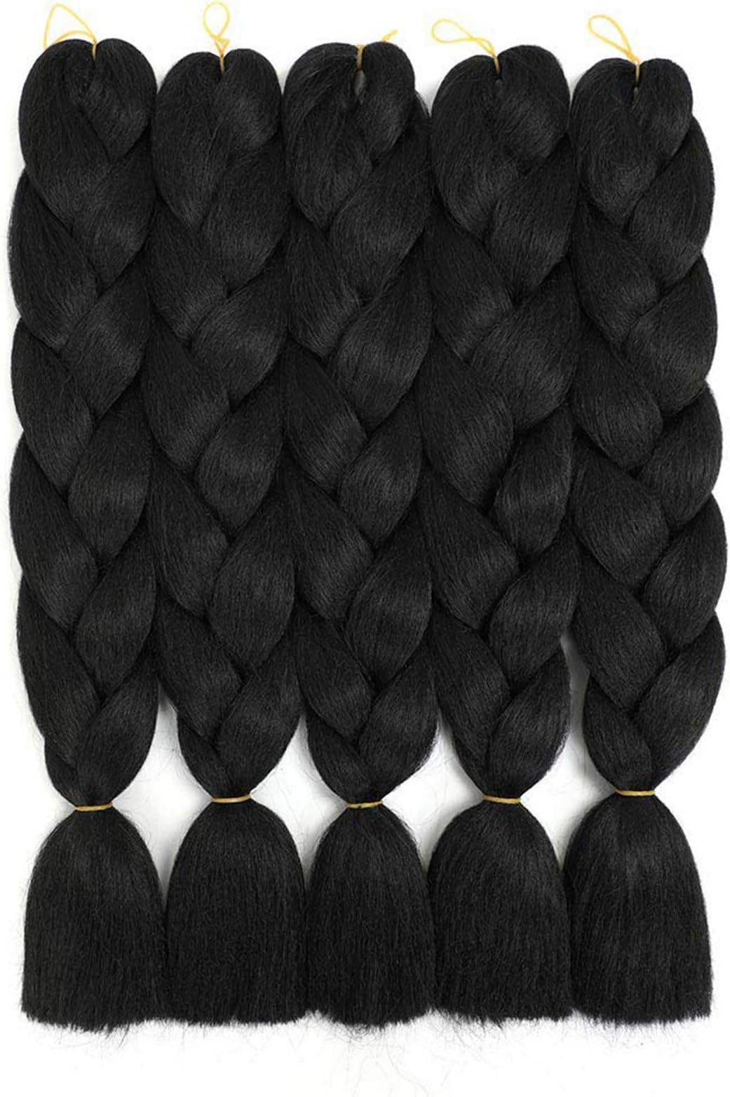 WOME Jumbo Braiding Hair Black 24inch High Temperature Synthetic Fiber for Crochet Braids Extensions(Black 1b#, 5Pcs/Lot,100g/Pcs)