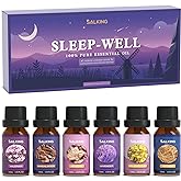 SALKING Sleep Essential Oils Set, Pure and Natural Essential Oils, Fragrance Oil Scented Oils for Oil Diffusers 6 x 10 ML - Lavender, Vetiver, Sandalwood, Valerian, Helichrysum, Benzoin…