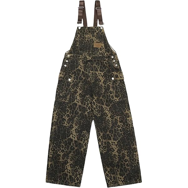 Amazon.com: COOLMONAR Women's Y2K Leopard Print Jeans Overall Chic