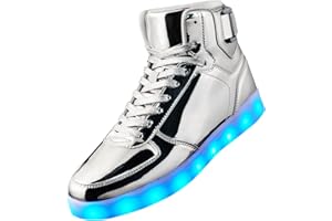 DIYJTS Unisex LED Light Up Shoes, Fashion High Top LED Sneakers USB Rechargeable Glowing Luminous Shoes for Men, Women, Teens