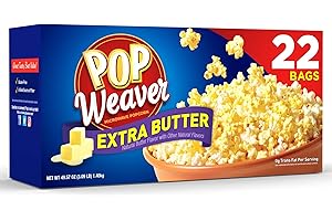 Pop Weaver Microwave Popcorn, Extra Butter, 22 Bags per Box…