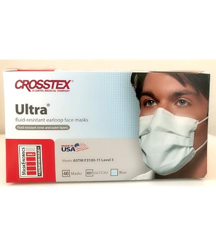 Amazon.com: Crosstex CR-GCFCX Ultra Fogfree Earloop Mask Blue