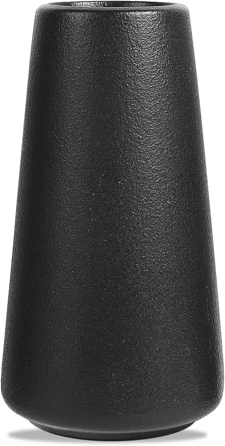 Vzmiza Premium Ceramic Vase for Pampas Grass | Flower Home Decor Vases Flowers Farmhouse Decor, Desk Modern Aesthetic Room Black Vase, 18.2x9.3x7.2 cm (CVD1Black-Small)